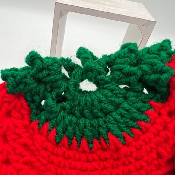 Vintage Handmade Crochet Strawberry Potholder Red Green Set of 2 handmade - Picture 6 of 6